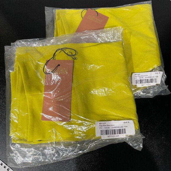 Girlfriend Collective High Rise Compression Bike Shorts, Chartreuse Yellow - NWT - Picture 2 of 2